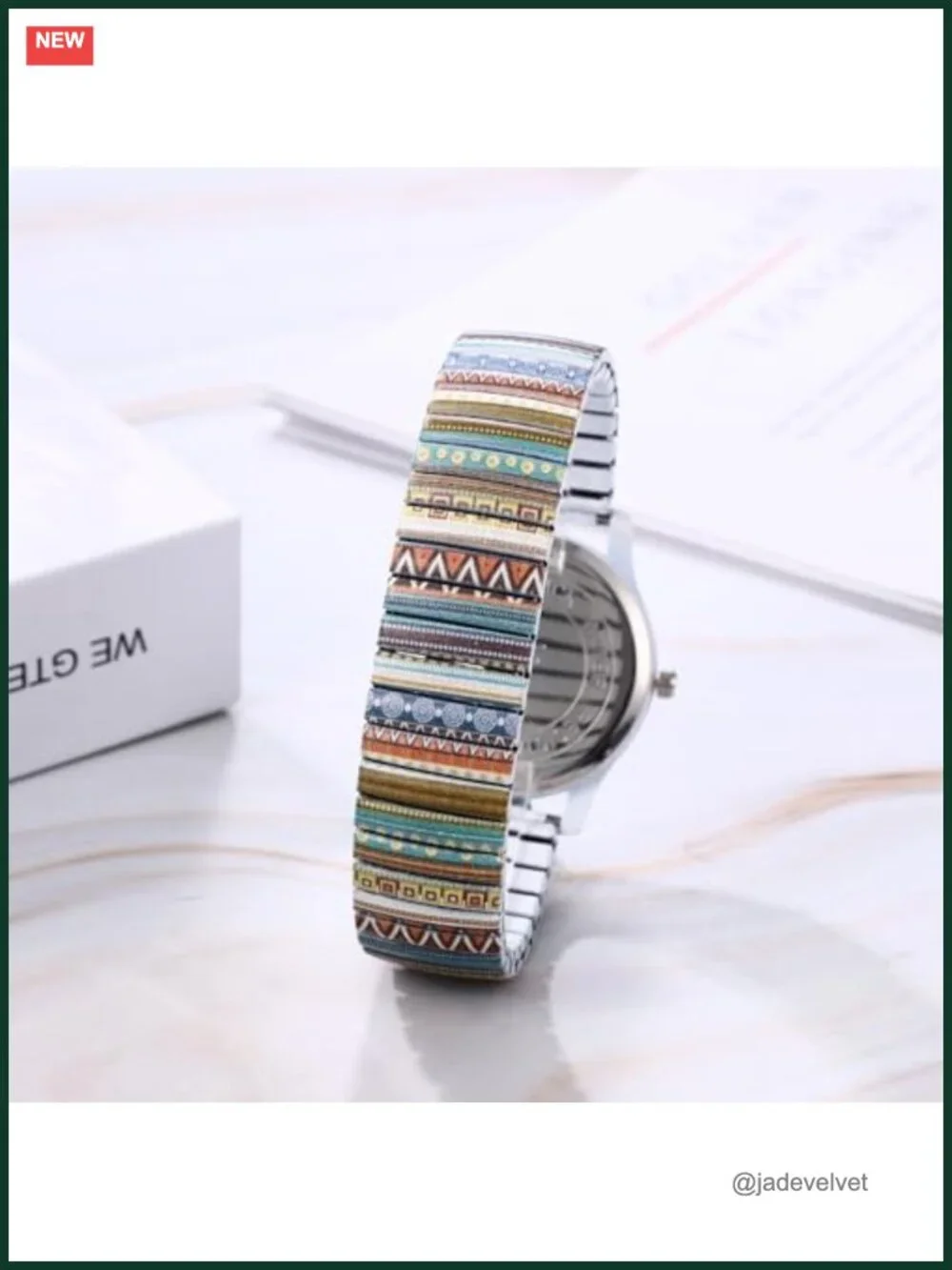 Women's Stretch Band Watch Easy Reader Analog Quartz Floral Elastic Wristwatch
